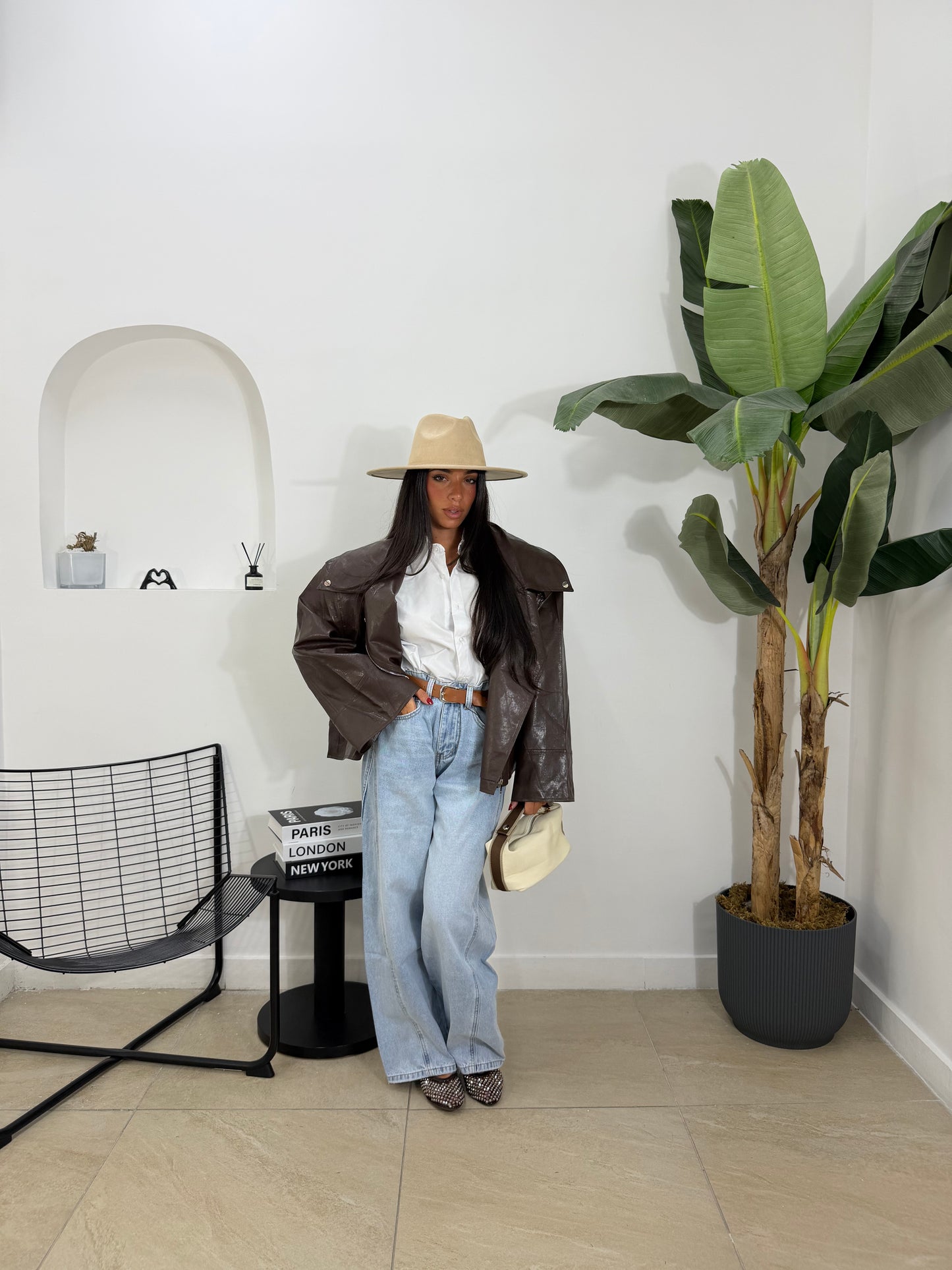 Biker oversize marrone -534
