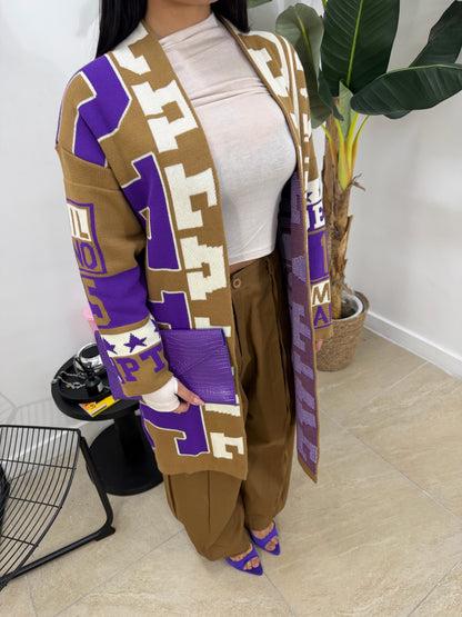 Set creatrive beige con cardigan