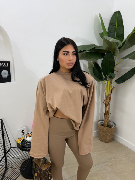 Shirt cropped Barock beige