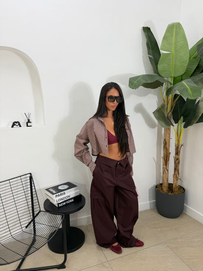 Pantalone risvolto bordeaux- 2712