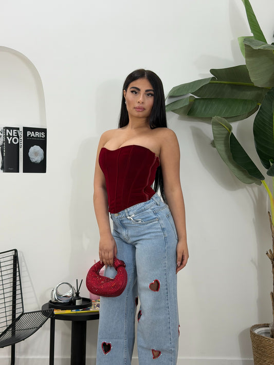 Corpetto in velluto rosso