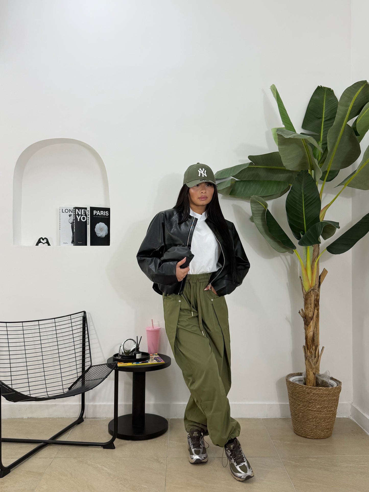 Bomber in pelle nero