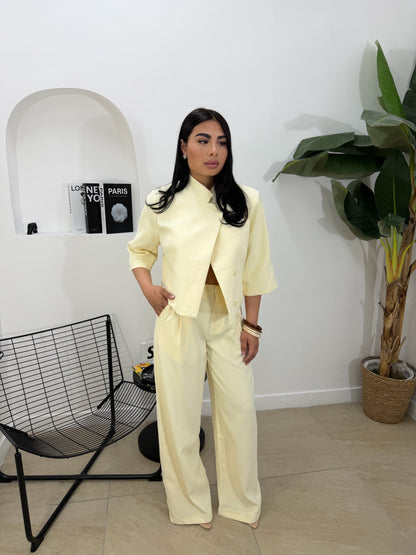 Pantalone palazzo giallo -7870
