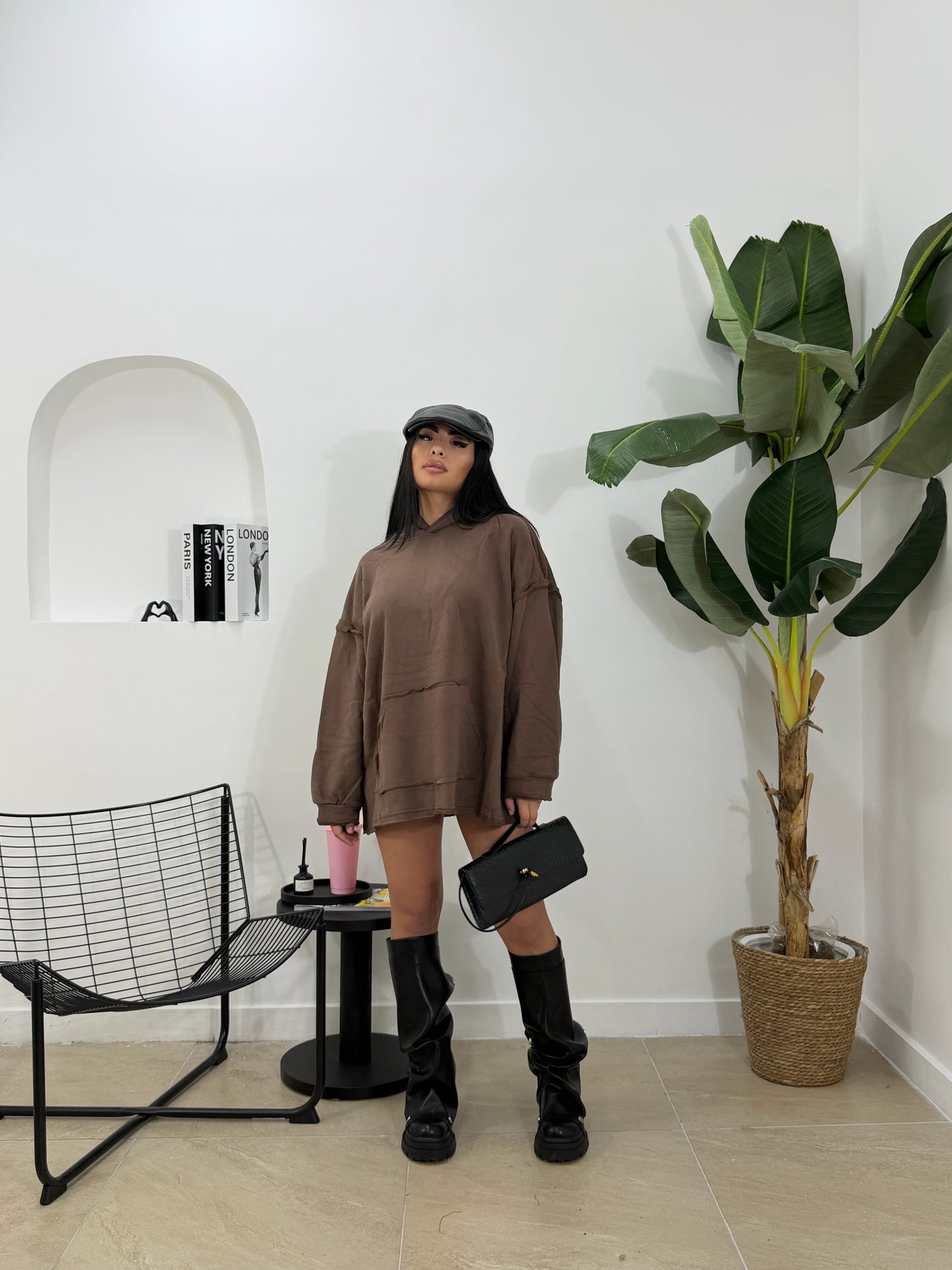 Felpone cuciture - marrone