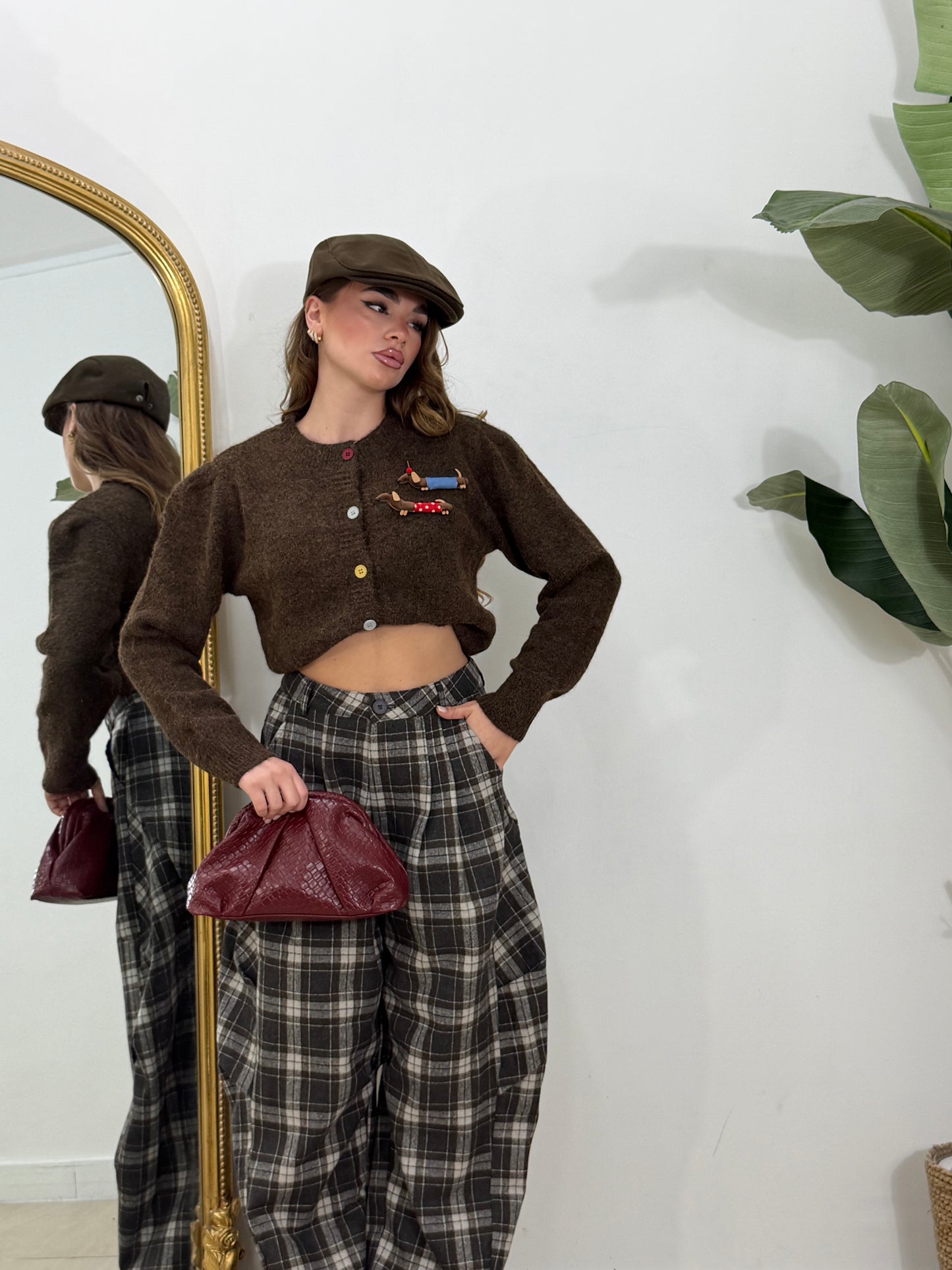 Cardigan bassotto marrone