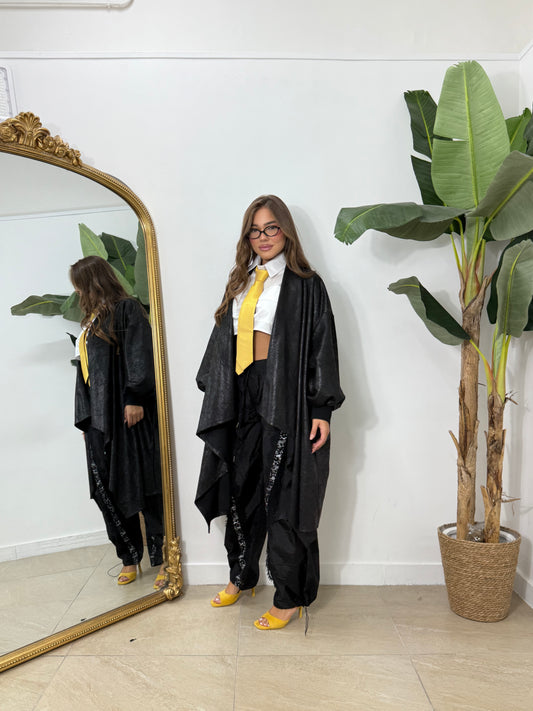 Cardigan in simil pelle nero -2000