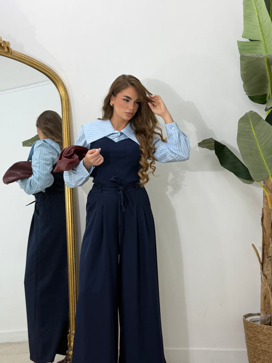 Maglioncino +camicia blu