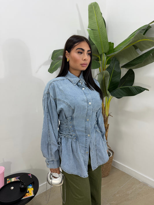 Camicia denim stringata -13597