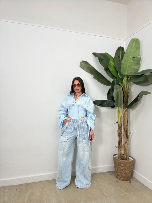 Jeans bretelle cargo