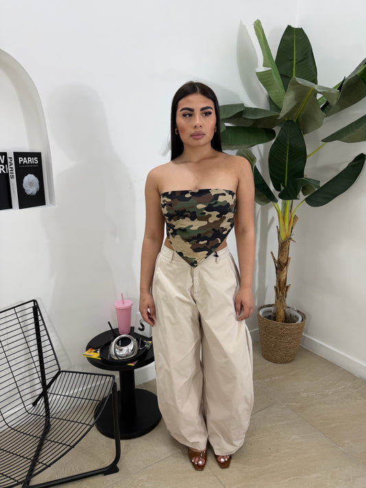 Pantalone ballon crema -12619