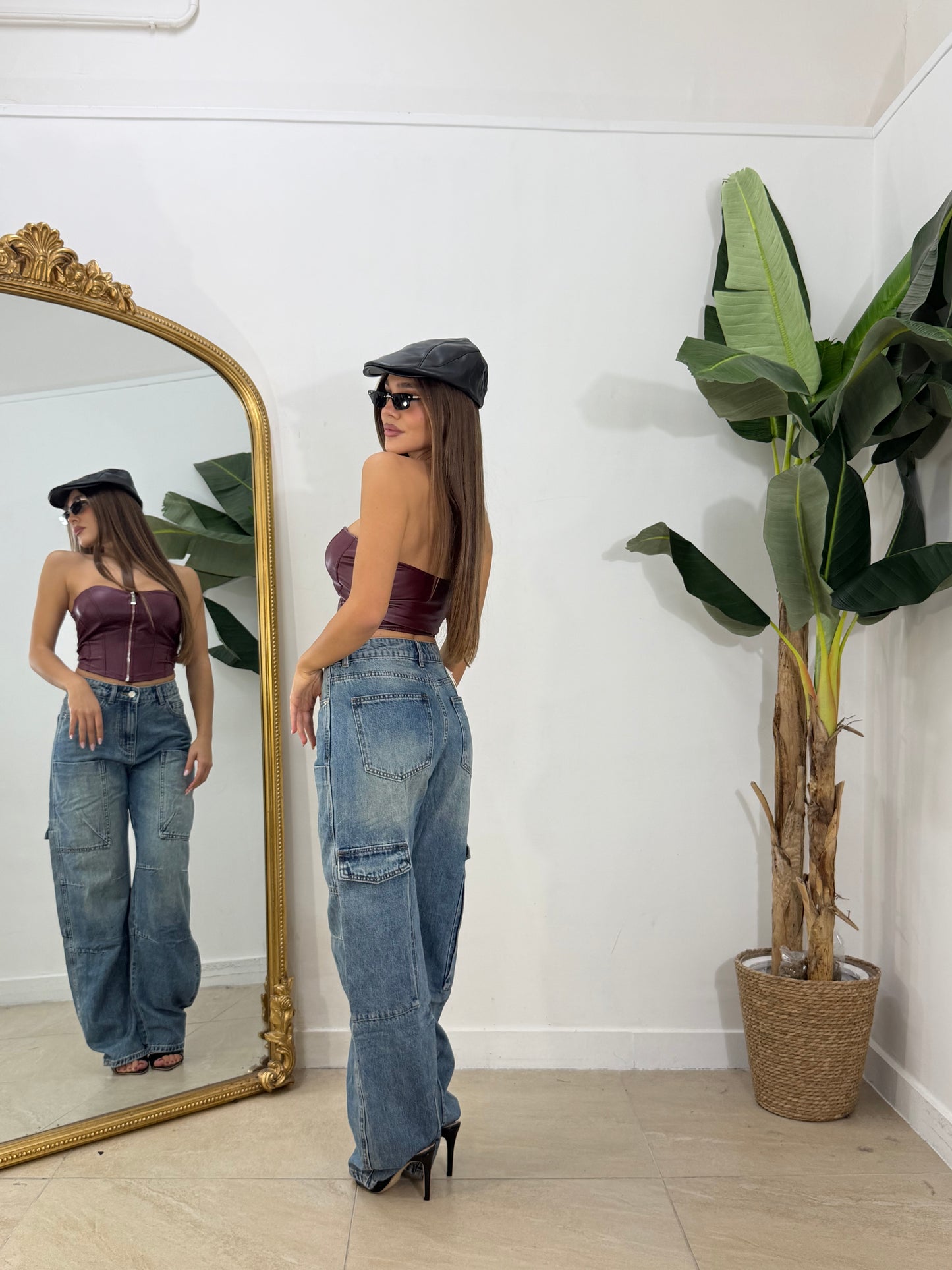 Jeans cargo sabbiato