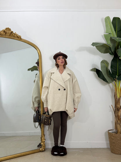 Cappotto ballon panna corto