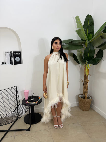Abito plumage crema -5723