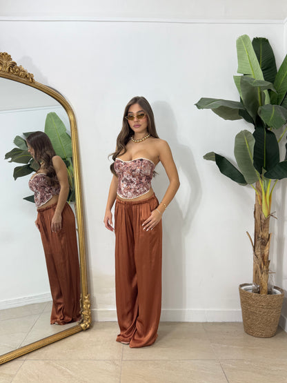 Pantalone satin ruggine  -24205
