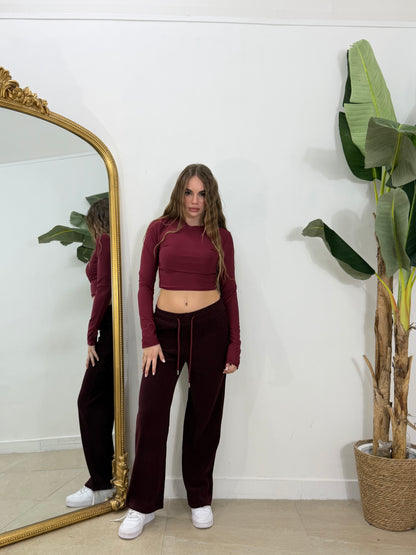 Pantatuta in camoscio a costine