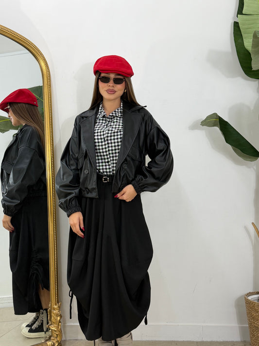 College in pelle nero