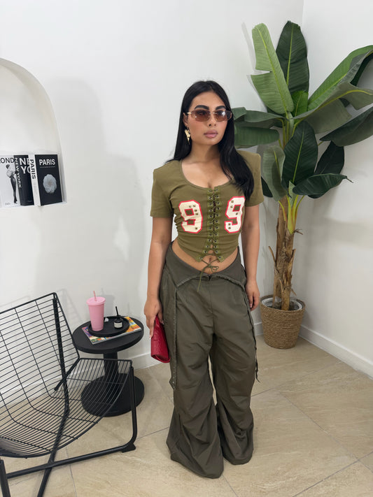 Pantalone bustino verde -10311