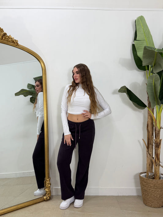 Pantatuta in camoscio a costine