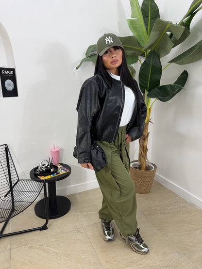 Bomber in pelle nero