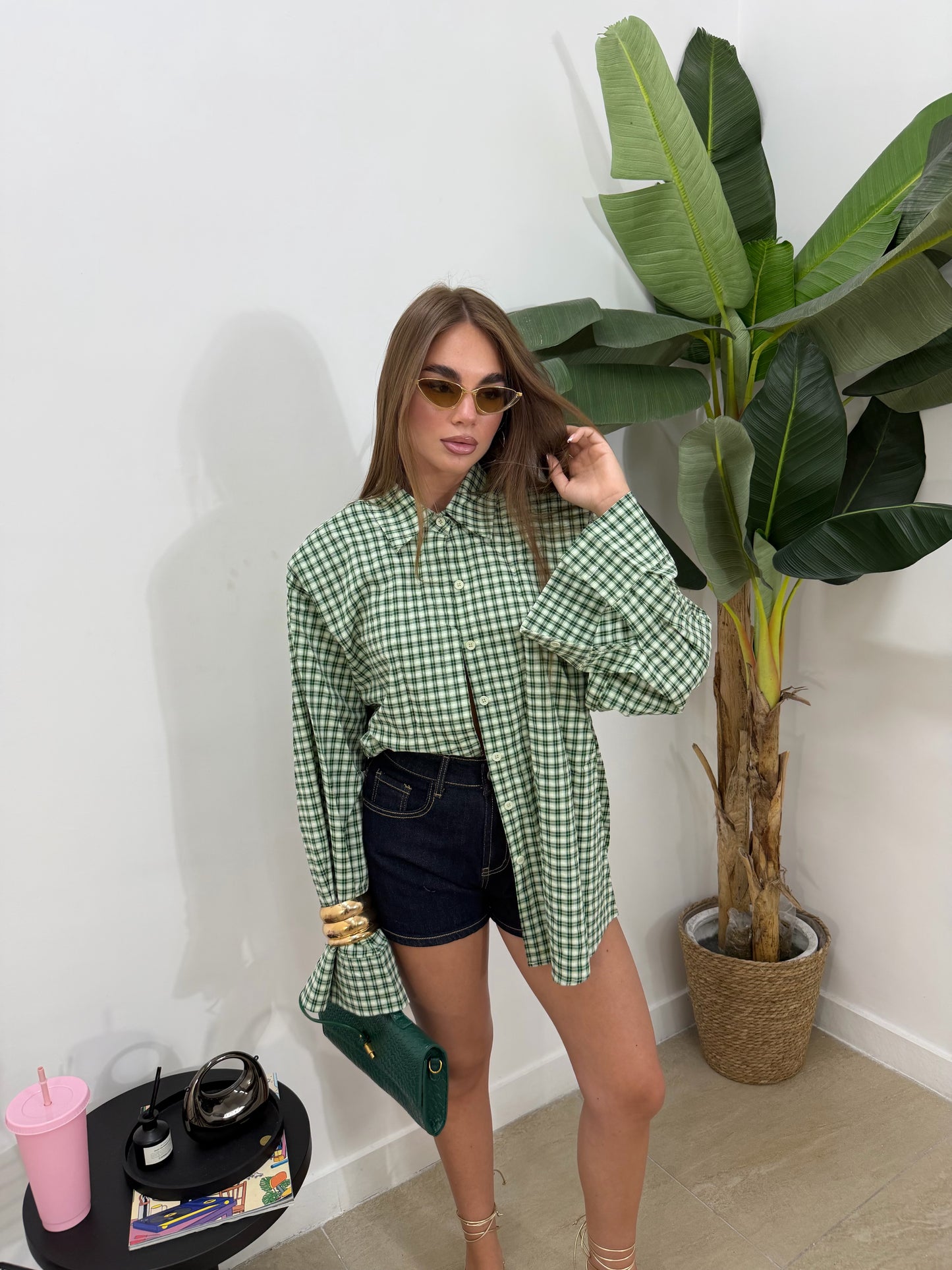Camicia maxi spalline verde -54915