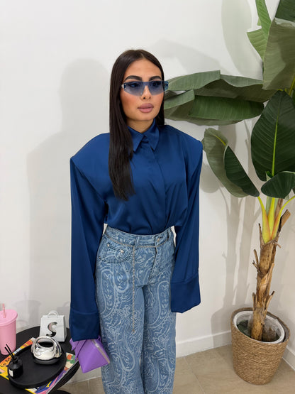 Camicia satin blu attico