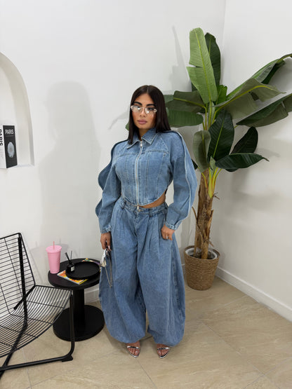 Coordinato denim ballon -2583