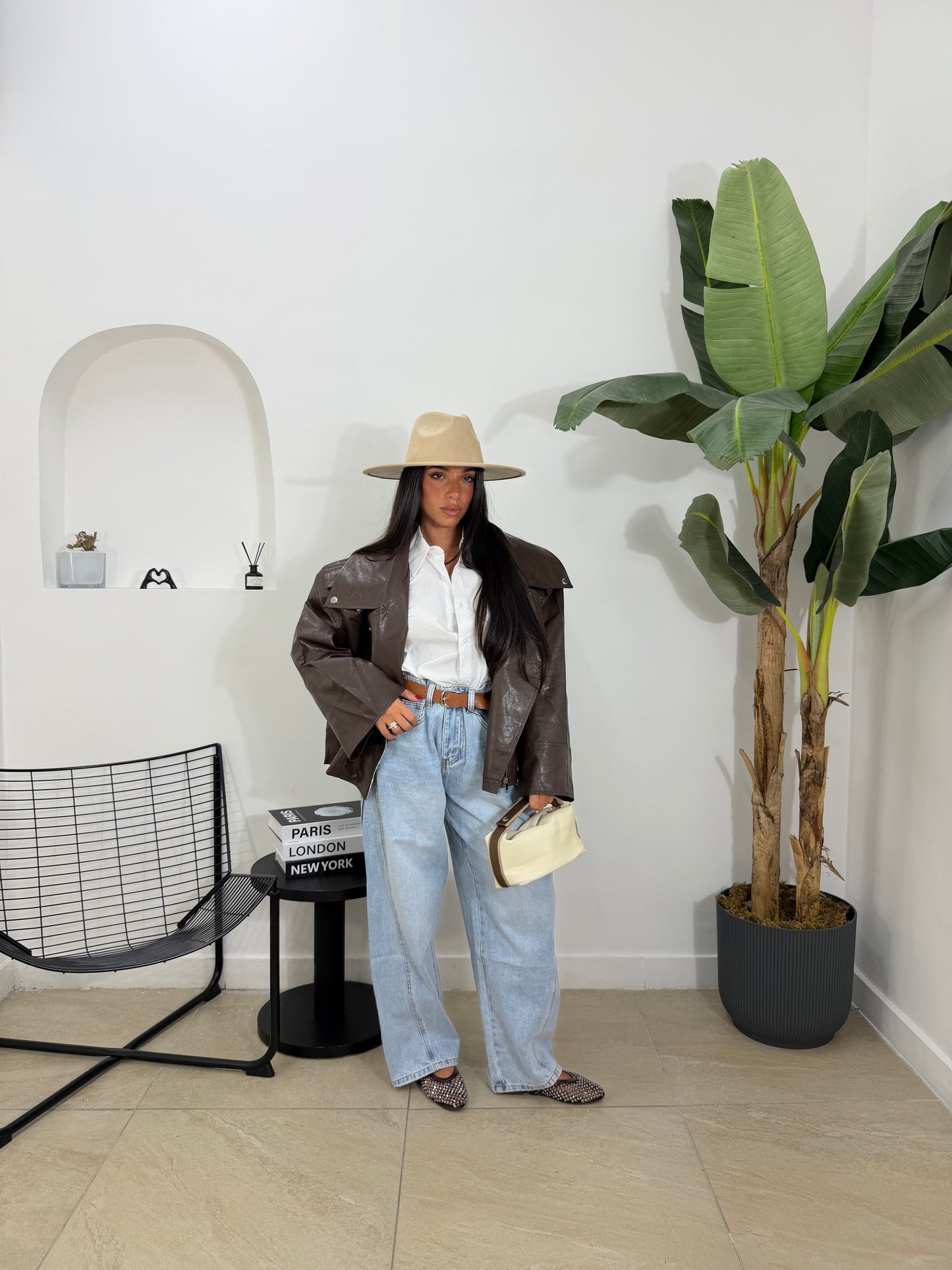 Biker oversize marrone -534