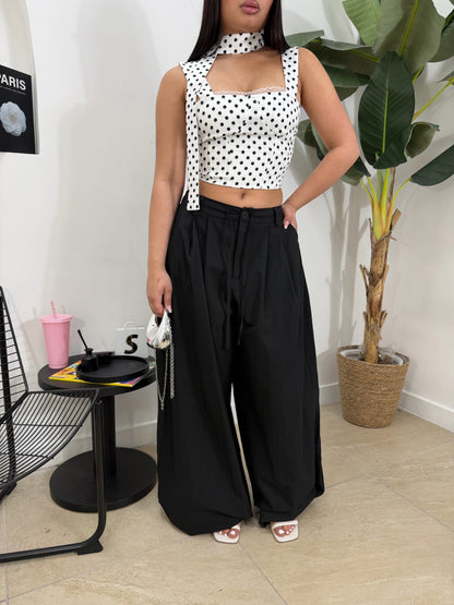 Pantalone lacci nero -88305
