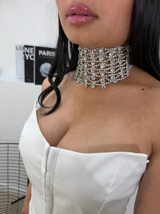 Choker diamond argento