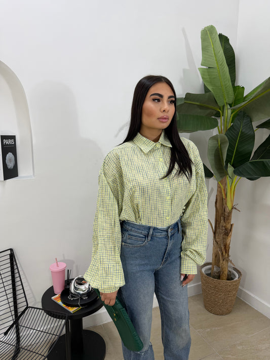 Camicia stringata lime -13586