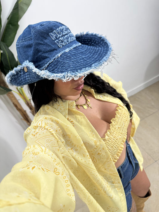 Cappello denim MIUMIU blu