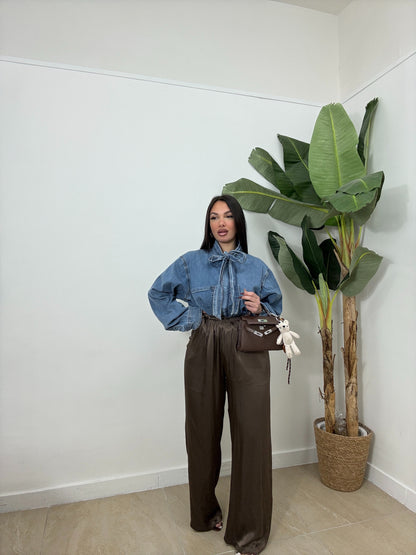 Camicia con fiocco denim