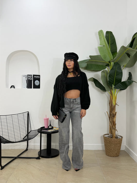 Jeans WIDE LEG grigio - -7175