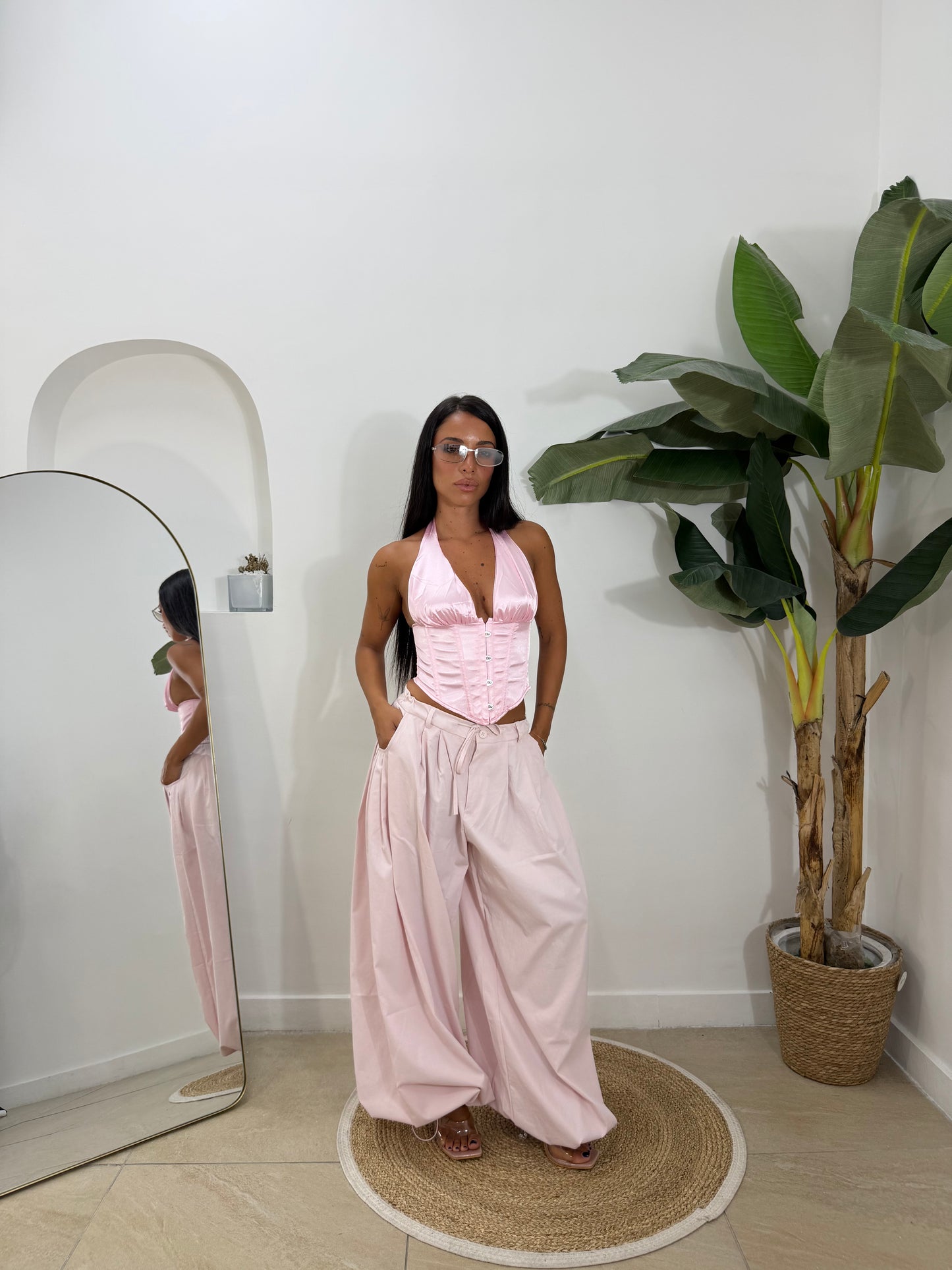 Pantalone oversize rosa -19530