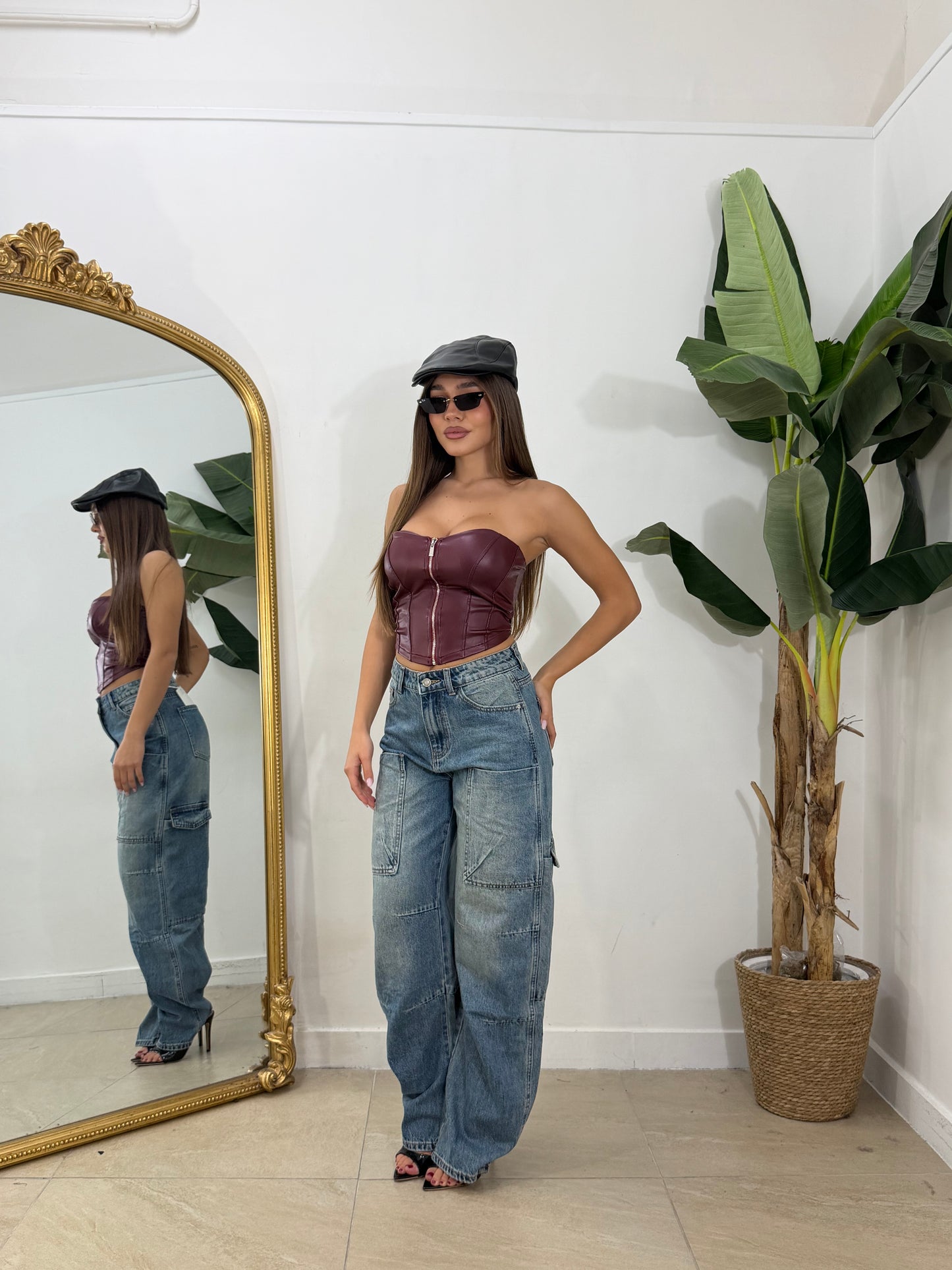 Jeans cargo sabbiato