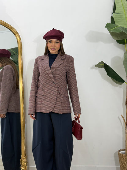 Giacca pied de poule bordeoux