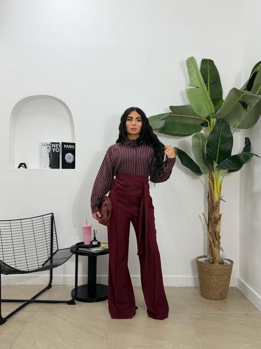 Pantalone fascia bordeoux
