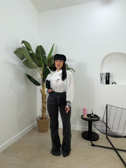 Jeans zampa grigio scuro -6409/3