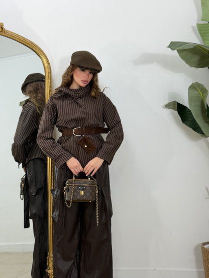 Camicia fiocco marrone + cintura