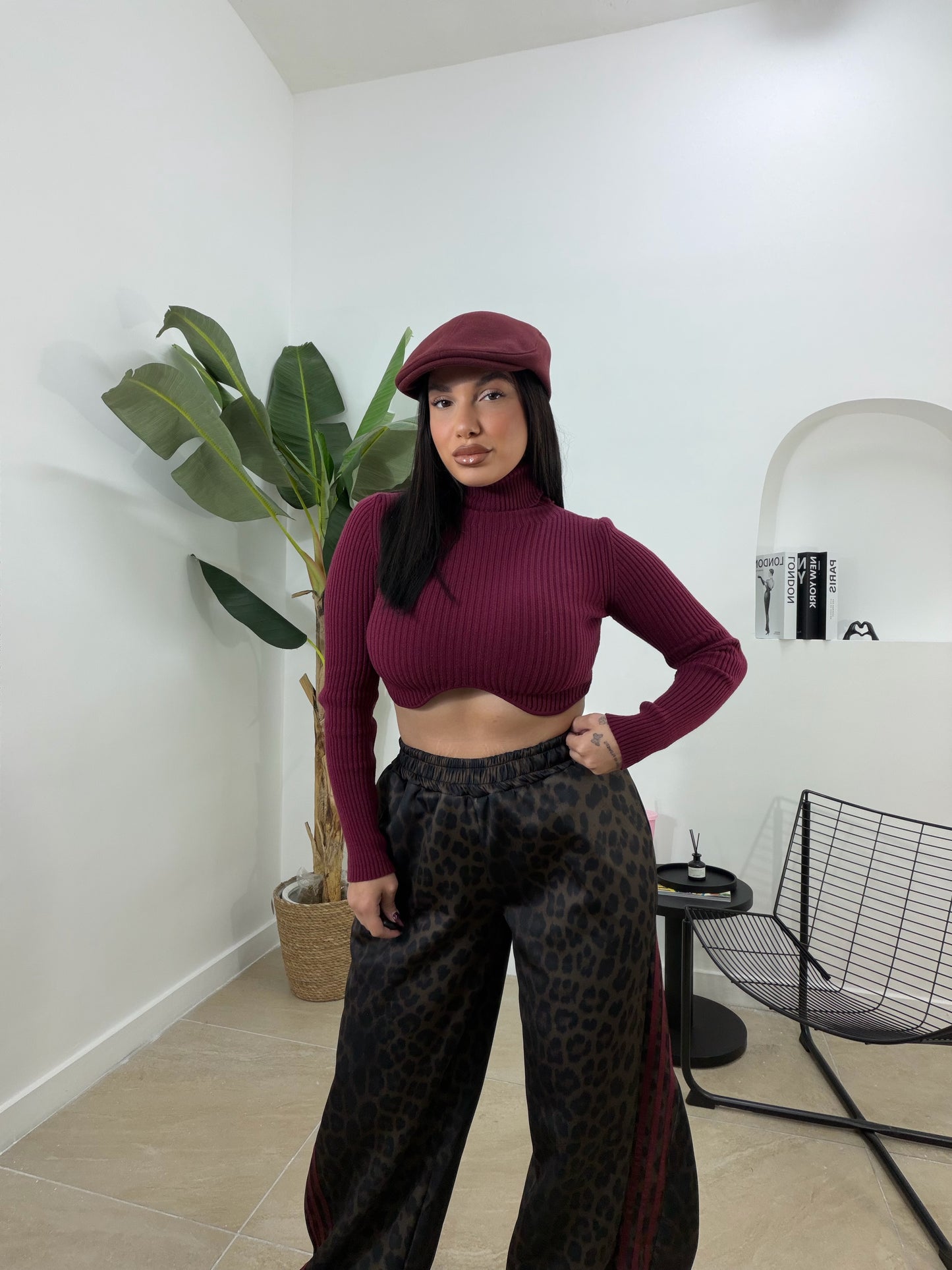 Pullover crop bordeoux