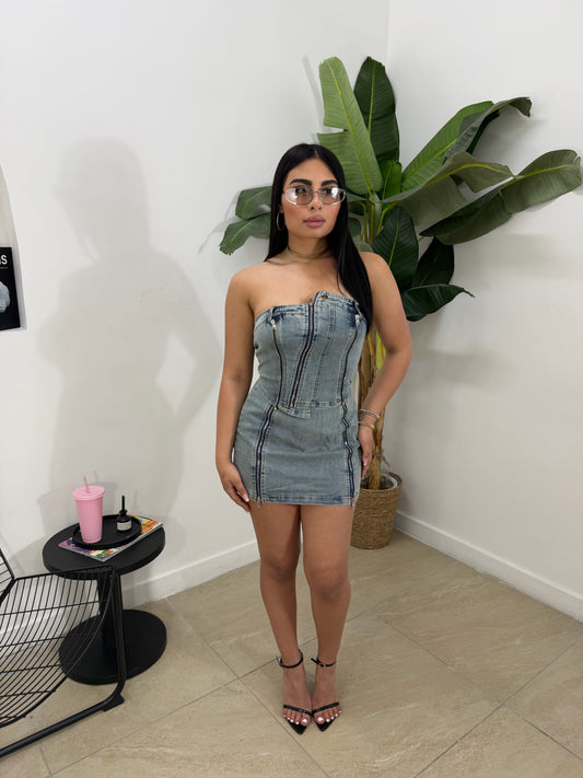 Set denim zip chiaro -16015
