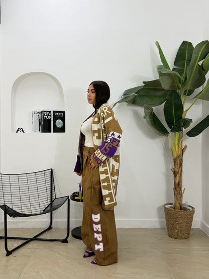 Set creatrive beige con cardigan