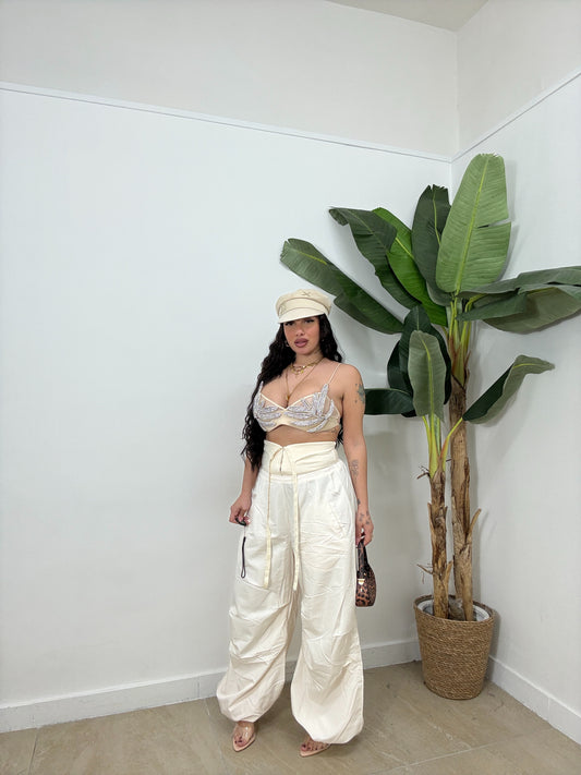 Pantalone bustier panna