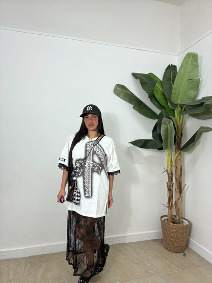 Maxi Shirt con gonna in pizzo