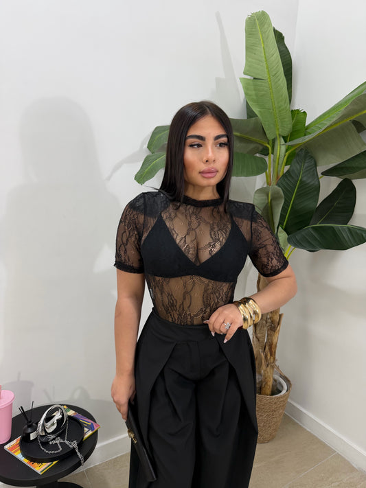 Body macramé nero -7950