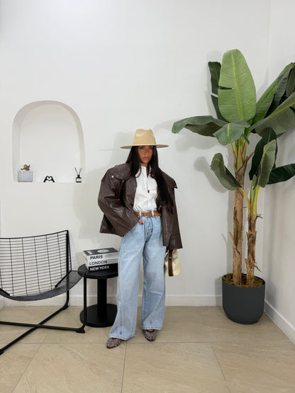 Biker oversize marrone -534