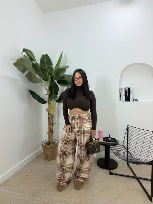 Pantalone quadroni beige