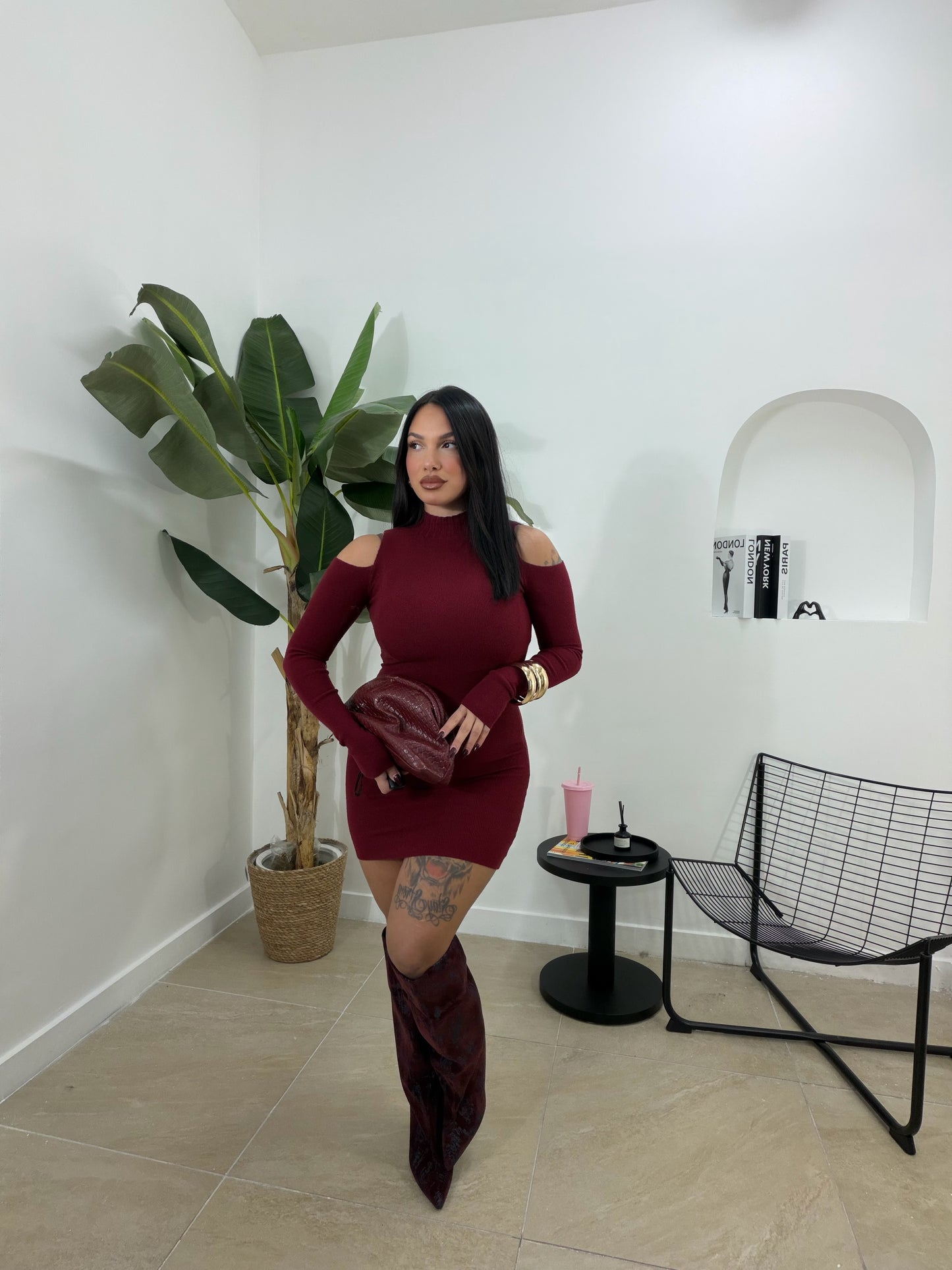 Abito in lana a costine