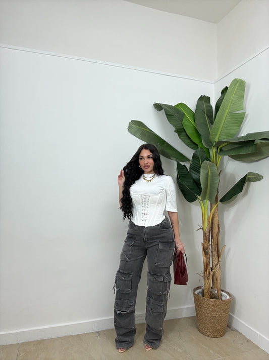 Jeans cargo grigio 3172-2
