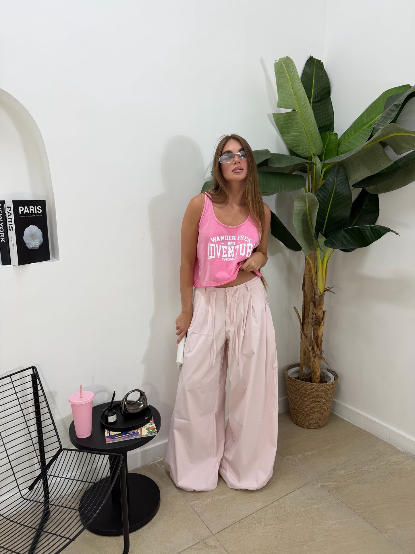 Pantalone oversize rosa -19530